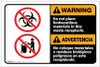 Warning: Do Not Place Biohazardous Materials in Waste Receptacle Bilingual Spanish ANSI Landscape - Label