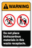 Warning: Do Not Place Biohazardous Materials in Waste Receptacle ANSI Portrait - Label