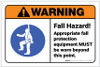 Warning: Fall Hazard Wear Appropriate PPE ANSI Landscape - Label Warning: Fall Hazard Wear Appropriate PPE ANSI Landscape - Label