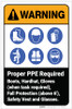 Warning: Proper PPE Required ANSI with Icons Portrait - Label Warning: Proper PPE Required ANSI with Icons Portrait - Label