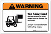 Warning: Top Heavy Load Forklift Safety ANSI with Icon Landscape - Label Warning: Top Heavy Load Forklift Safety ANSI with Icon Landscape - Label