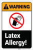 Warning: Latex Allergy with No Gloves Icon Portrait - Label