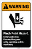 Warning: Pinch Point Hazard Keep Hands Clear with Icon Portrait - Label Warning: Pinch Point Hazard Keep Hands Clear with Icon Portrait - Label