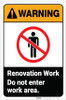 Warning: Renovation Work Do Not Enter Work Area With Icon Portrait - Label Warning: Renovation Work Do Not Enter Work Area With Icon Portrait - Label