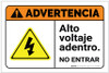 Warning: High Voltage Inside Do Not Enter Spanish with Icon Landscape ANSI - Label Warning: High Voltage Inside Do Not Enter Spanish with Icon Landscape ANSI - Label