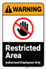 Warning: Restricted Area with Icon ANSI Portrait - Label