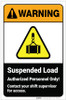 Warning: Suspended Load Authorized Personnel with Icon ANSI Portrait - Label