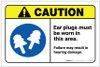 Caution: Ear Plugs Must Be Worn In This Area with Icon ANSI Landscape - Label Caution: Ear Plugs Must Be Worn In This Area with Icon ANSI Landscape - Label