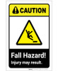 Caution: Fall Hazard Injury May Result ANSI Landscape - Label Caution: Fall Hazard Injury May Result ANSI Landscape - Label