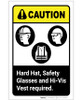 Caution: Hard Hat/Safety Glasses/Hi-Vis Vest Required ANSI - Label