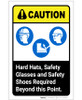 Caution: Hard Hats/Safety Glasses/Safety Shoes Required Beyond This Point ANSI Portrait - Label