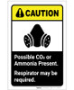 Caution: Possible Co2 Present Respirator May Required ANSI Portrait - Label