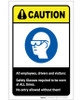 Caution: Safety Glasses Required At All Times ANSI Portrait - Label Caution: Safety Glasses Required At All Times ANSI Portrait - Label