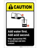 Caution: Add Water First Acid Second Wear PPE ANSI Portrait - Label