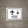 Airlines With Down Arrow White Bilingual Spanish Landscape - Wall Sign