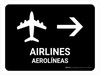 Airlines With Right Arrow Black Bilingual Spanish Landscape - Wall Sign Airlines With Right Arrow Black Bilingual Spanish Landscape - Wall Sign