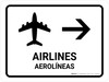 Airlines With Right Arrow White Bilingual Spanish Landscape - Wall Sign Airlines With Right Arrow White Bilingual Spanish Landscape - Wall Sign
