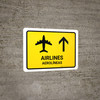 Airlines With Up Arrow Yellow Bilingual Spanish Landscape - Wall Sign
