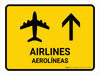 Airlines With Up Arrow Yellow Bilingual Spanish Landscape - Wall Sign