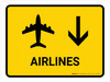 Airlines With Down Arrow Yellow Landscape - Wall Sign
