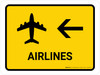 Airlines With Left Arrow Yellow Landscape - Wall Sign