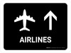 Airlines With Up Arrow Black Landscape - Wall Sign