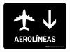 Airlines With Down Arrow Black Spanish Landscape - Wall Sign