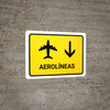 Airlines With Down Arrow Yellow Spanish Landscape - Wall Sign