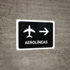 Airlines With Right Arrow Black Spanish Landscape - Wall Sign Airlines With Right Arrow Black Spanish Landscape - Wall Sign