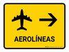 Airlines With Right Arrow Yellow Spanish Landscape - Wall Sign