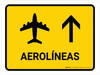 Airlines With Up Arrow Yellow Spanish Landscape - Wall Sign
