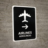 Airlines With Right Arrow Black Bilingual Spanish Portrait - Wall Sign