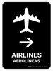 Airlines With Right Arrow Black Bilingual Spanish Portrait - Wall Sign