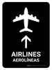 Airlines With Up Arrow Black Bilingual Spanish Portrait - Wall Sign