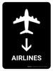 Airlines With Down Arrow Black Portrait - Wall Sign