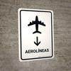 Airlines With Down Arrow White Portrait - Wall Sign