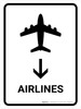 Airlines With Down Arrow White Portrait - Wall Sign