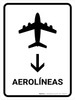 Airlines With Down Arrow White Portrait - Wall Sign