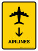 Airlines With Down Arrow Yellow Portrait - Wall Sign