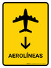 Airlines With Down Arrow Yellow Portrait - Wall Sign