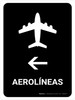 Airlines With Left Arrow Black Portrait - Wall Sign
