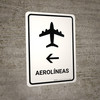 Airlines With Left Arrow White Portrait - Wall Sign