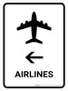Airlines With Left Arrow White Portrait - Wall Sign