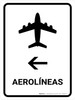 Airlines With Left Arrow White Portrait - Wall Sign