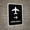 Airlines With Right Arrow Black Portrait - Wall Sign