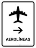 Airlines With Right Arrow White Portrait - Wall Sign