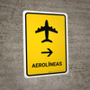 Airlines With Right Arrow Yellow Portrait - Wall Sign