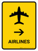 Airlines With Right Arrow Yellow Portrait - Wall Sign