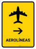 Airlines With Right Arrow Yellow Portrait - Wall Sign