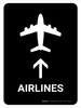 Airlines With Up Arrow Black Portrait - Wall Sign